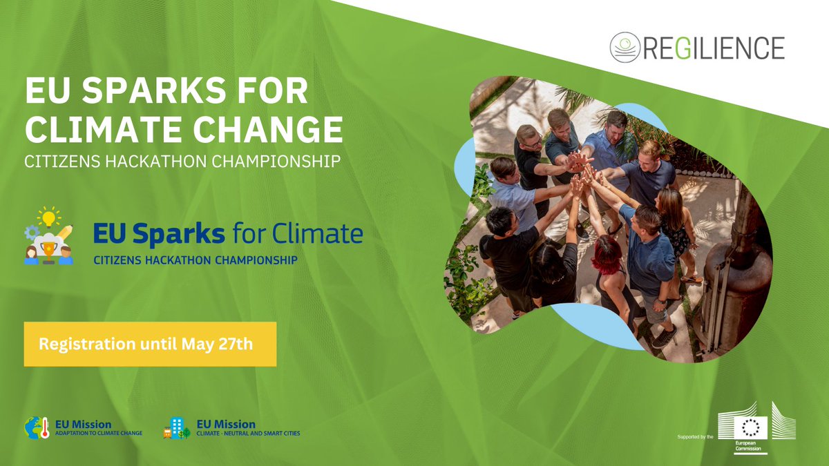 🌍 Join the European Citizens Hackathon for Climate!   

🚀 Work with others to solve community issues.   

👉 More info: eusparks.eu

#Hackathon #EUsparks #EUMission #HorizonEurope #MissionClimateAdaptation