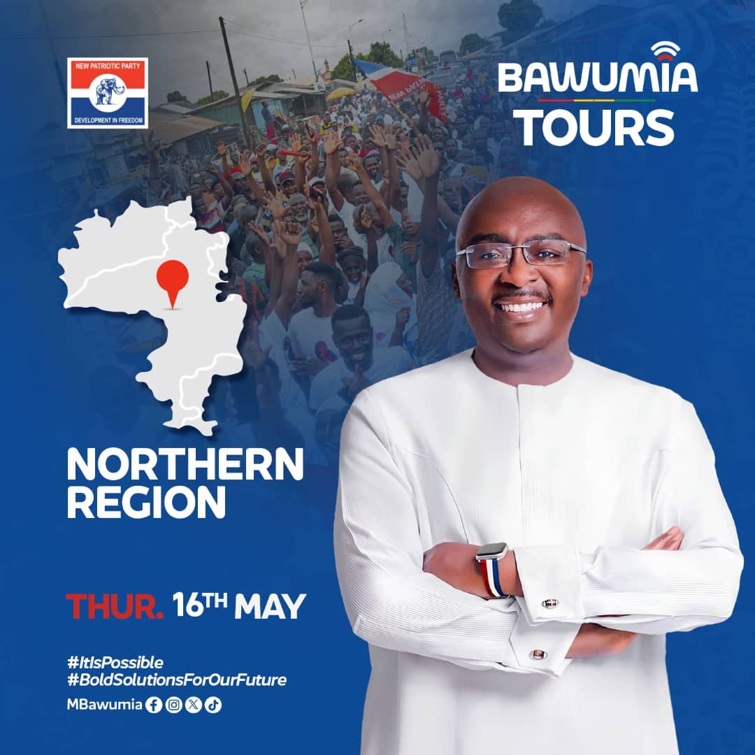 Bawumia Tours the Northen Region today.  It will be another rousing welcome by the good people of the Northen Region. It's possible!
#Bawumia2024 #ItIsPossible #BoldSolutionsForOurFuture
#GhanasNextChapter #BawumiaTours #newwsfile #Bawumia2024 #Bawumia #Ghana #tv3newday #JoyNews