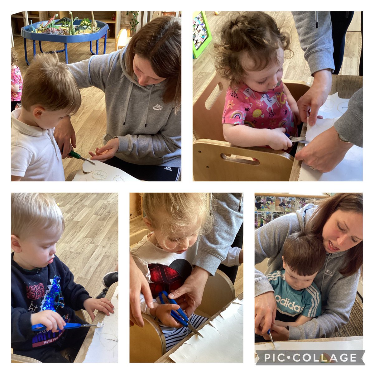 This morning our 2 year olds have been developing the tiny muscles in their hands and fingers by snipping with spring loaded safety scissors @GarswoodPrimary #EYFS #PhysicalDevelopment #FineMotorControl #Concentration #perseverance #Toddlers #2YearOlds #Nursery