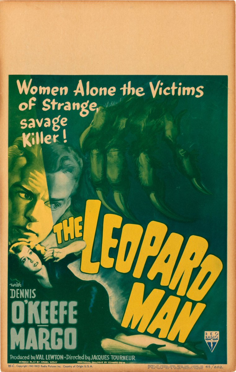 The Leopard Man (RKO, 1943)
Window Card (14' X 22')
William Rose Artwork
.
#TerrorByNight #TheLeopardMan #ClassicHorror #VintageHorror #ValLewton #MonsterKid
.