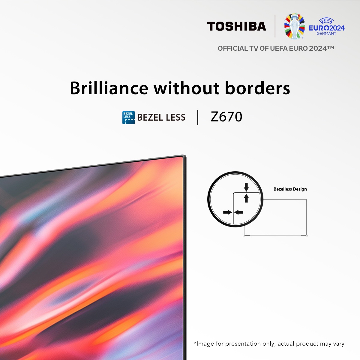 #ToshibaTV Z670 pushes the edges to new extremes for a truly brilliant display. Our reduced bezel design offers an enhanced, stylish experience. What would you love to see on this screen? Share below, hit 'Like' if you're into sleek designs. #BeRealCraftsmanship