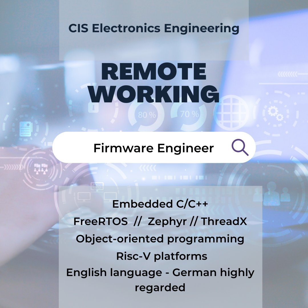 CIS2003's tweet image. We are looking for a #FirmwareEngineer to join a 6+ months project with a company based in Austria &amp;amp; Switzerland. #RemoteWork possible. Contact Hollie Webber on holliew@cis-ee.com for more information.