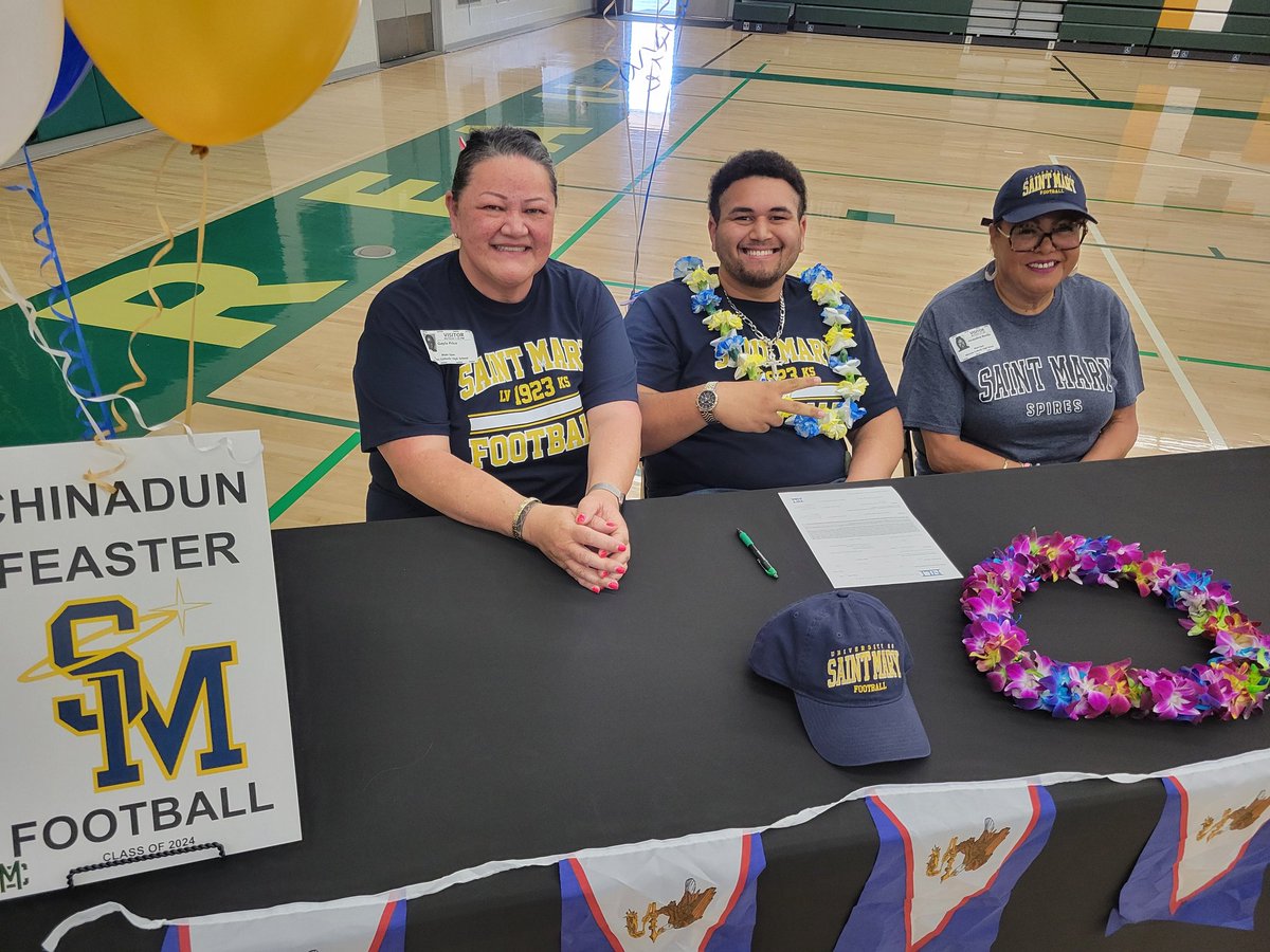 Congratulations to <a href="/ChinFeaster58/">Chinadun</a> and his family as he signs his National Letter of Intent to continue his education and athletics at #UniversityOfStMarys (<a href="/Spire_Football/">Spire Football</a>).
