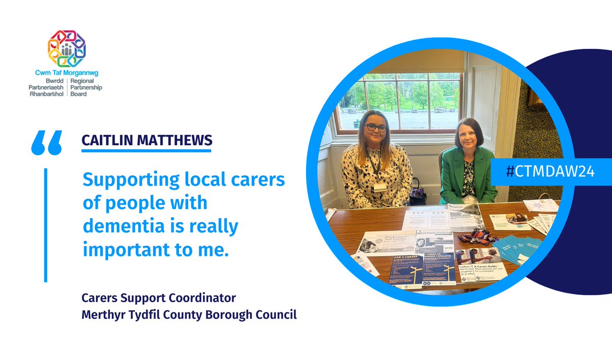 Meet Caitlin. Caitlin is passionate about making sure carers have the right support and information. It was great to see her and many others at the @DementiaHwb pop up in Merthyr. Caitlin is planning some great activities for #CarersWeek - we will share more info soon!
