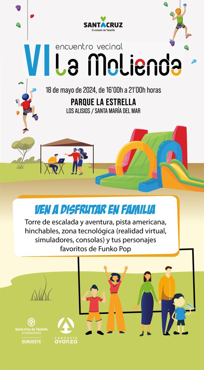 ¡Este sábado en #Alisios #SantaMaríadelMar!

Disfrútalo en familia en el VI encuentro La Molienda.

Desde las 16h hasta las 21h pasa una tarde llena de aventuras y actividades.