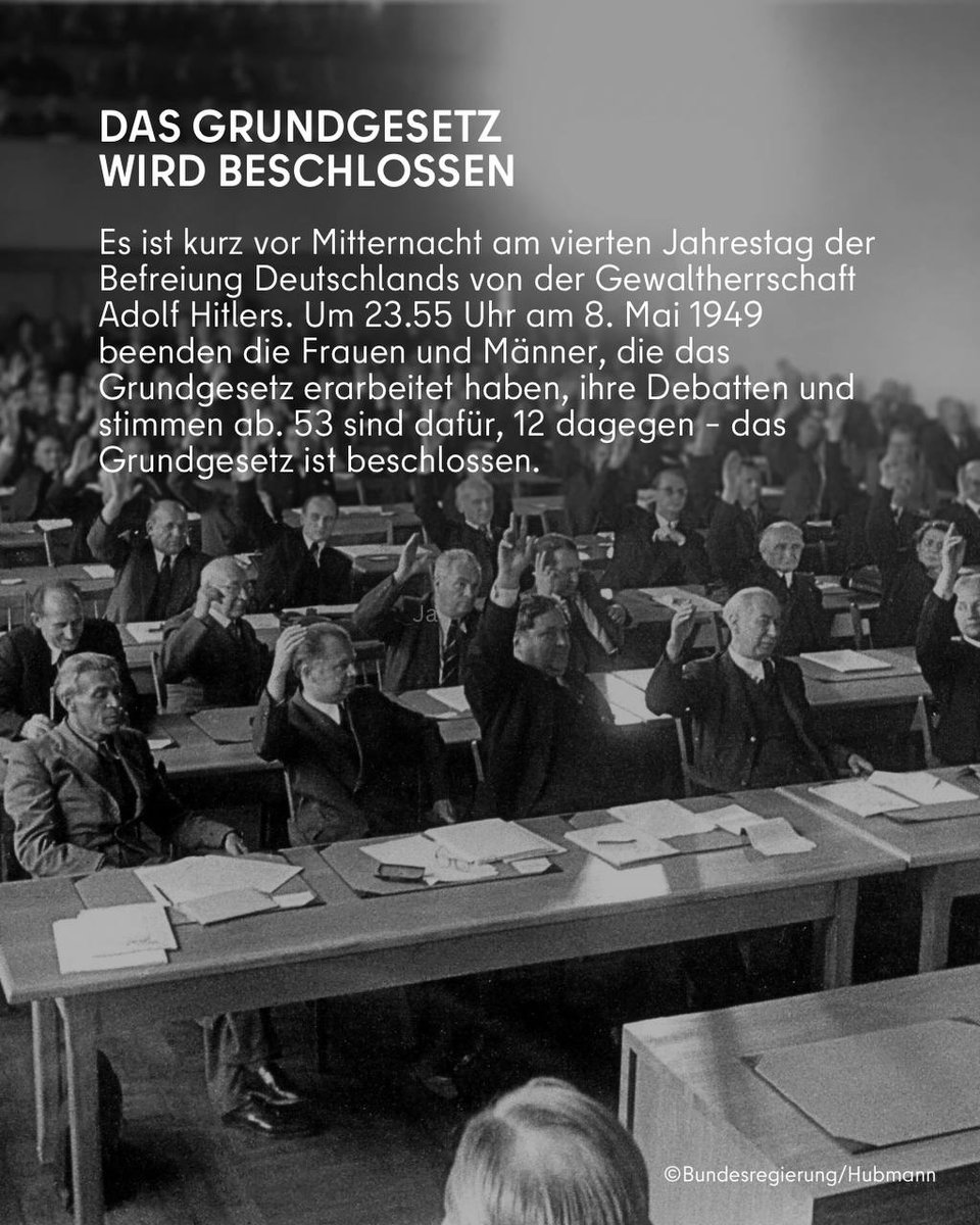 „Wer die Jahre seit 1933 bewusst erlebt hat, (...) der denkt bewegten Herzens daran, dass heute, mit dem Ablauf dieses Tages, das neue Deutschland entsteht.“ Mit diesen Worten verkündete vor fast genau 75 Jahren, am 23. Mai 1949, Konrad Adenauer das #Grundgesetz.