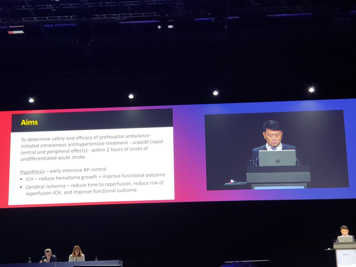 INTERACT4 results presented now at #ESOC2024, showing hyperacute blood pressure lowering shows benefit on functional outcome and on hematoma growth in ICH🩸🩸, but not in ischemic stroke🧠! Room for implementation with mobile SU?⛑ @ESOstroke @nejm