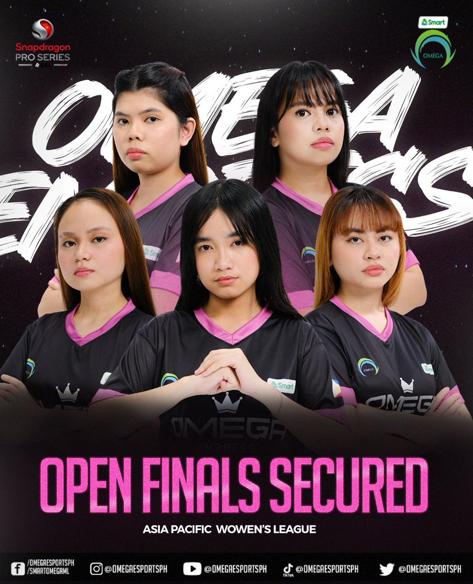 Smart Omega Empress secured a spot in the #SnapdragonProSeries MLBB Women’s League Open Finals, which will take place on June 8-9, 2024. Support them in this new journey as they face the upcoming challenge. 💚💙💜 #BagongBarangayOmega #SmartOmega #LiveMoreToday