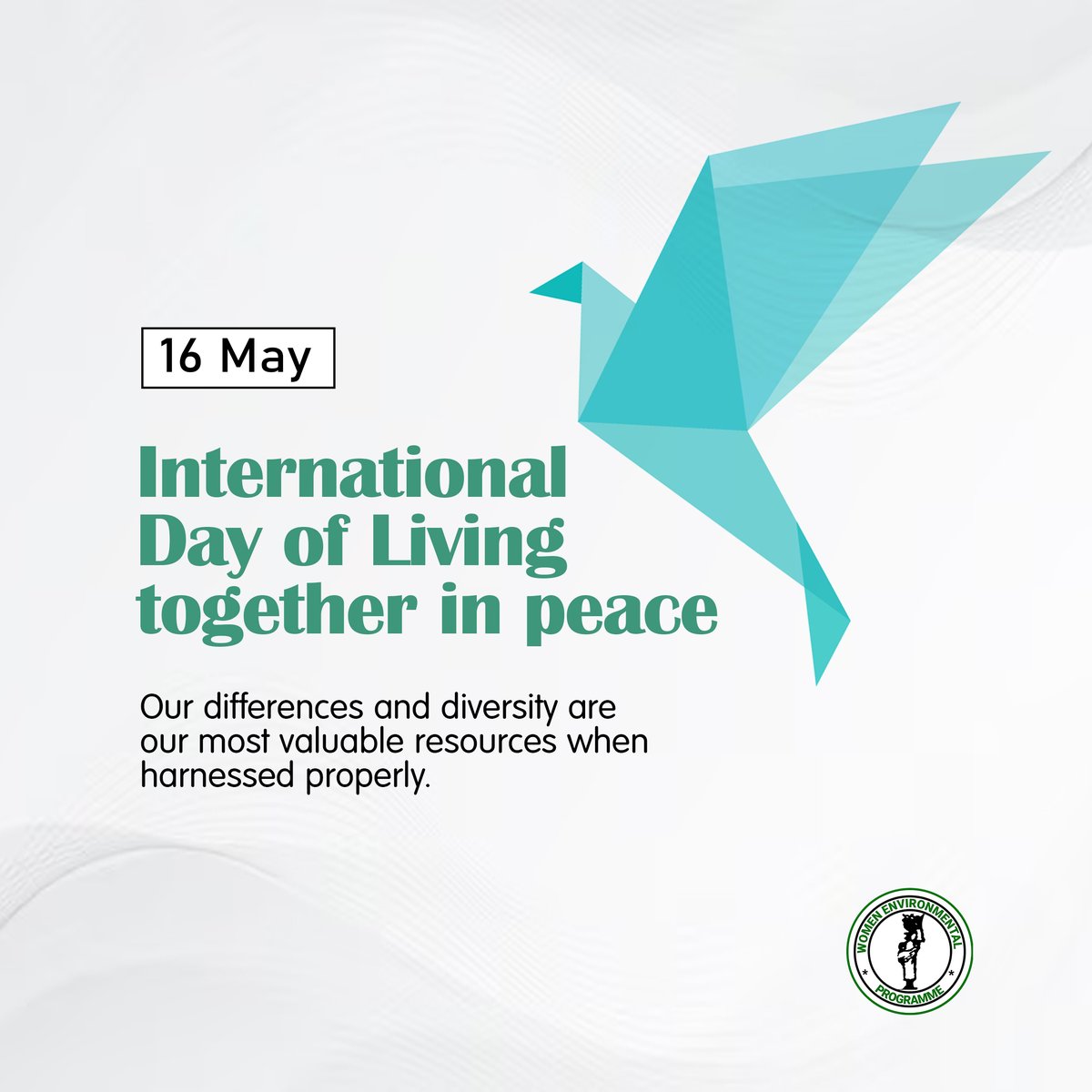 'Celebrating #InternationalDayOfLivingTogetherInPeace! 🌍✌️ Our differences and diversity are our most valuable resources when harnessed properly. Let us come together to harness the resource together. #LivingTogetherInPeace #UnitedinDifferenceandDiversity