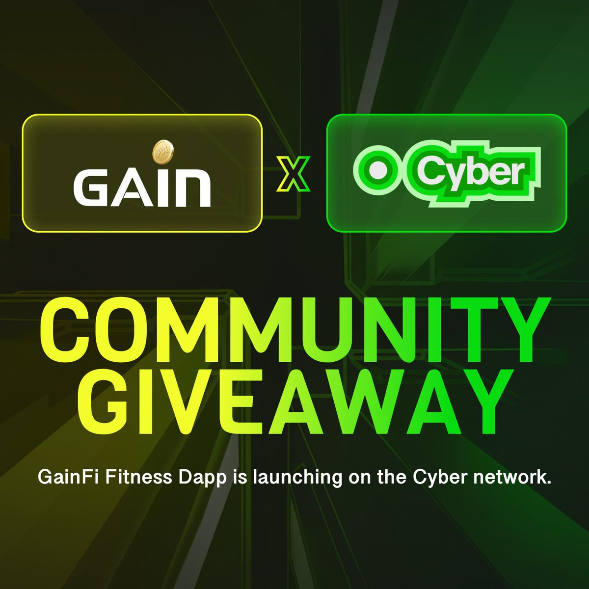 🎉 Celebrating GainFi x Cyber network! 🎉

We're hosting a $300 USDT giveaway to celebrate the successful integration to Cyber ecosystem. 3 lucky winners.

To enter: 
1️⃣ 💛 & RT
2⃣ Drop your wallet address below 👇

⏰72 hours. Good luck!🚀