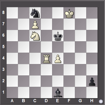 This is my study for Latvian Solving 2024 (based on an idea by Dobrescu, Variantim 1991). White to move and draw. That's look at it move by move:

1. Nd8+ otherwise Black wil just promote
1...Kf6 (1...Ke5 2. Rd5+ and 3. Rh5).

What now?

1/6