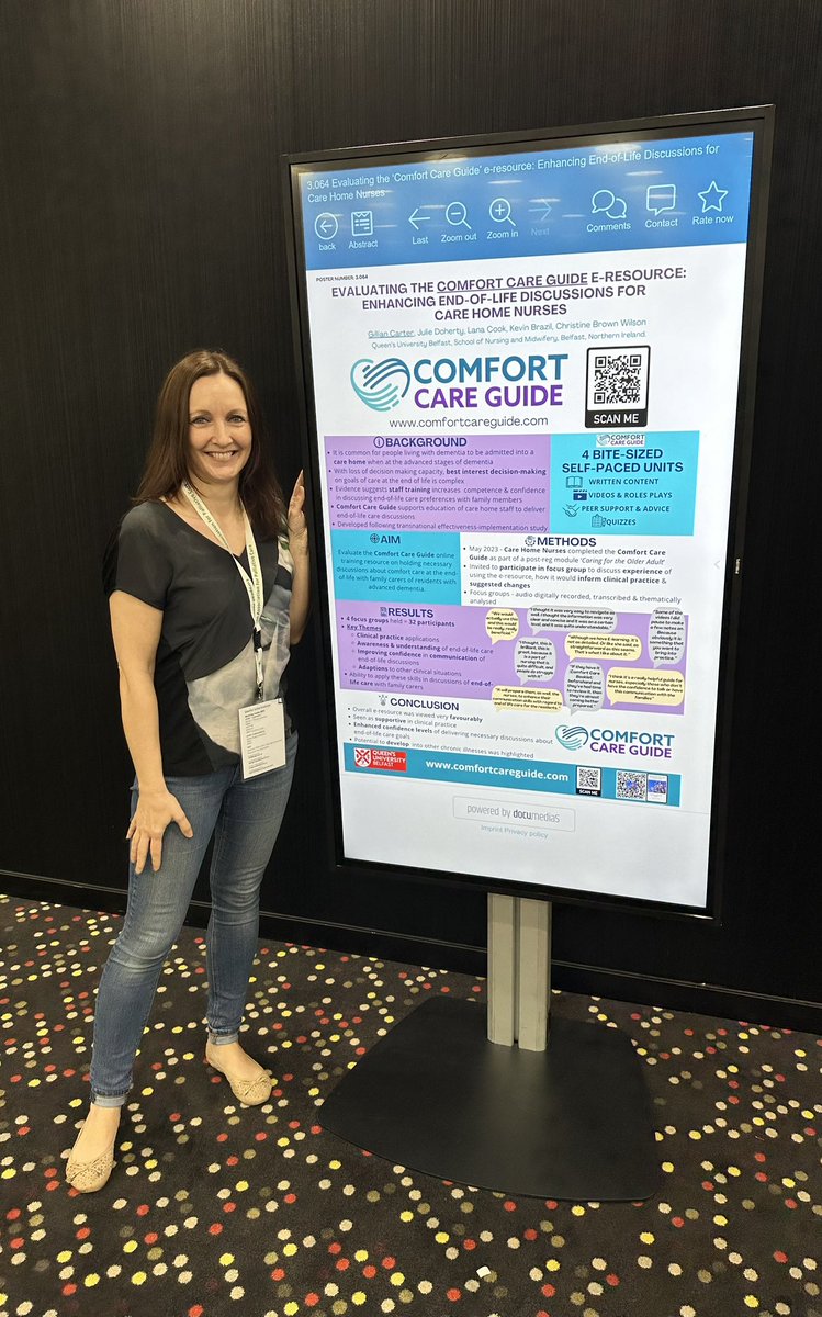 Gillian Carter from QUB School of Nursing and Midwifery presenting on evaluation of the Comfort Care Guide E-resource for end-of-life care discussions for care home nurses. #EAPC2024 <a href="/QUBSONM/">QUBNursing&Midwifery</a> <a href="/crbrownwilson/">Christine</a>