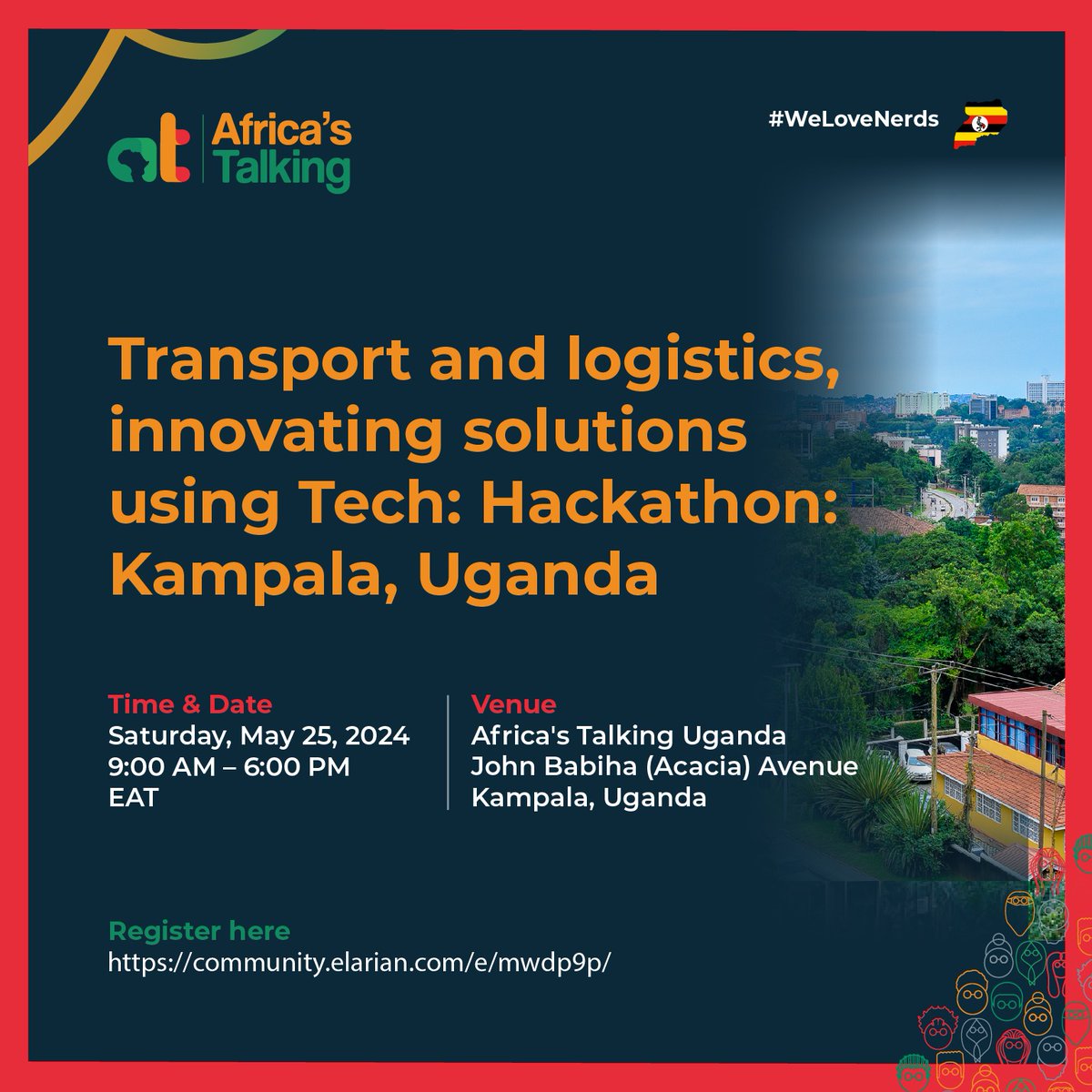 Are you interested in building Tech solutions in transport and logistics industry? Then plan to attend our hackathon happening on 25th, May at our @Africastalking Kla office. Please RSVP here. 

community.elarian.com/events/details…