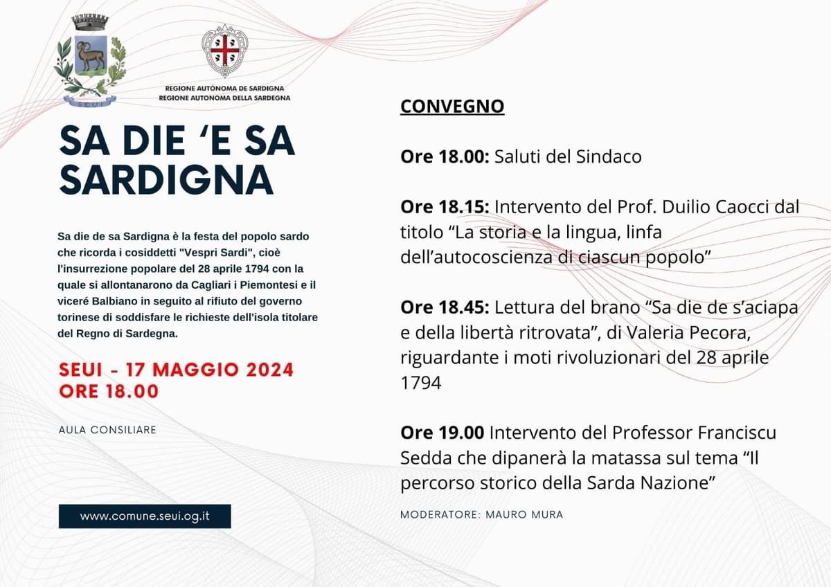 franciscusedda's tweet photo. Domani avrò il grande piacere di andare a #Seui per celebrare #SaDie parlando della storia della Sarda Nazione (durante la Sarda Rivoluzione e non solo).

Lo farò su invito di Mauro Mura e in dialogo con Duilio Caocci e Valeria Pecora autrice. Sarà di certo una serata frizzante… https://t.co/v9MTPsN489