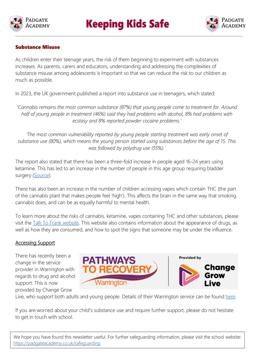 padgateacademy's tweet image. Here is our latest safeguarding newsletter. We hope it is helpful!