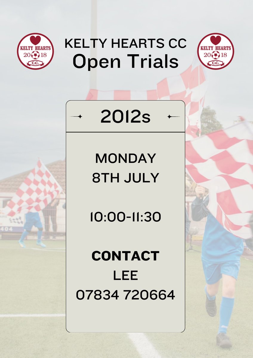 KeltyHeartsCC's tweet photo. ๐ ๐๐ฉ๐๐จ๐ฆ๐ข๐ง๐ ๐๐ซ๐ข๐๐ฅ๐ฌ
Our 2012s will be holding trials in July as they look to make the step up to 11-a-side next season!
#youngmaroonmachine https://t.co/gMMUvVVXV1