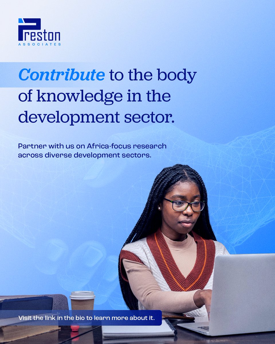 Are you actively interested in contributing to the body of knowledge in the development sector? Then, collaborate with us on Africa-focus research across diverse development sectors. To partner with us, simply send us a DM. #Africa