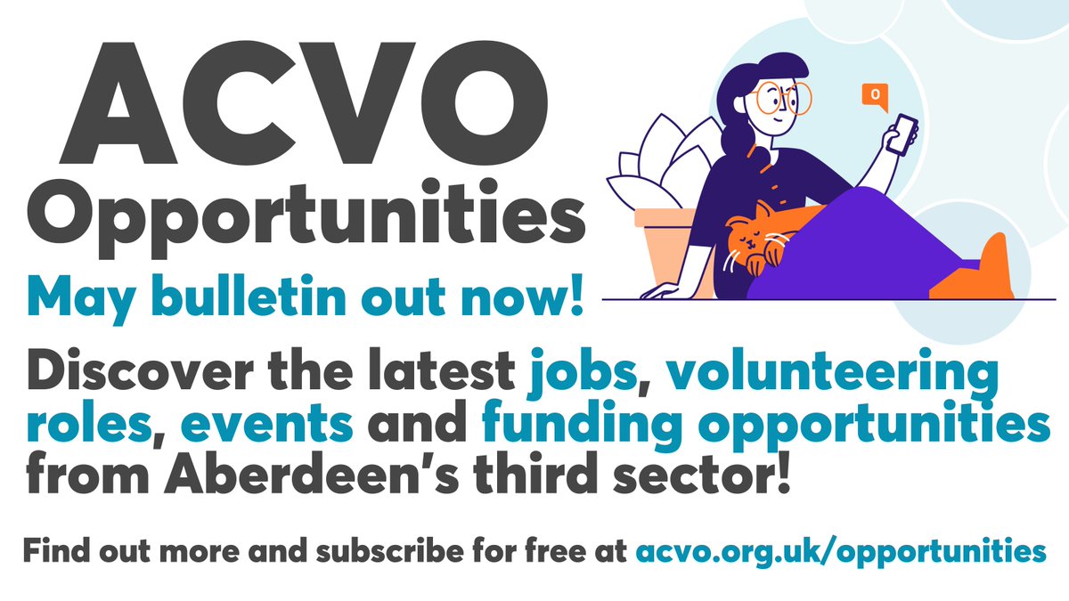 🗞️ The May ACVO Opportunities Bulletin is out now! 🌟 Discover the latest from #Aberdeen's third sector including... 💷 Funding opportunities 🖐️ Volunteer roles 💼 Vacancies 🎟 Charity events 🌐 Read online now➡️ bit.ly/acvo-may-2024-…