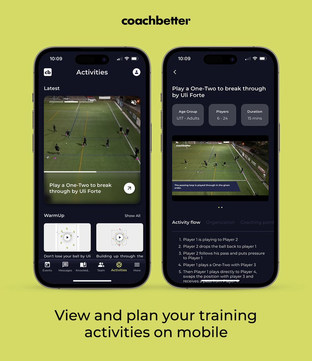 We have BIG news! Coaches can now access warm-ups, main parts, and final parts on the Coachbetter app. Plus, effortlessly plan your match day line-up and team formation 📲⚽ Get started: coachbetter.com #coachbetter #app #footballcoach #teammanagement
