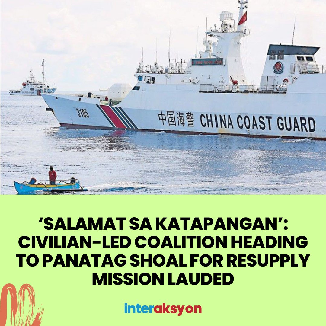 'WPS ATIN ITO' The Atin Ito Coalition successfully resupplied Filipino fishermen in the area of the Panatag Shoal on Wednesday with fuel and food packs, in addition to installing buoys within the country's exclusive economic zone. Read: interaksyon.philstar.com/politics-issue…