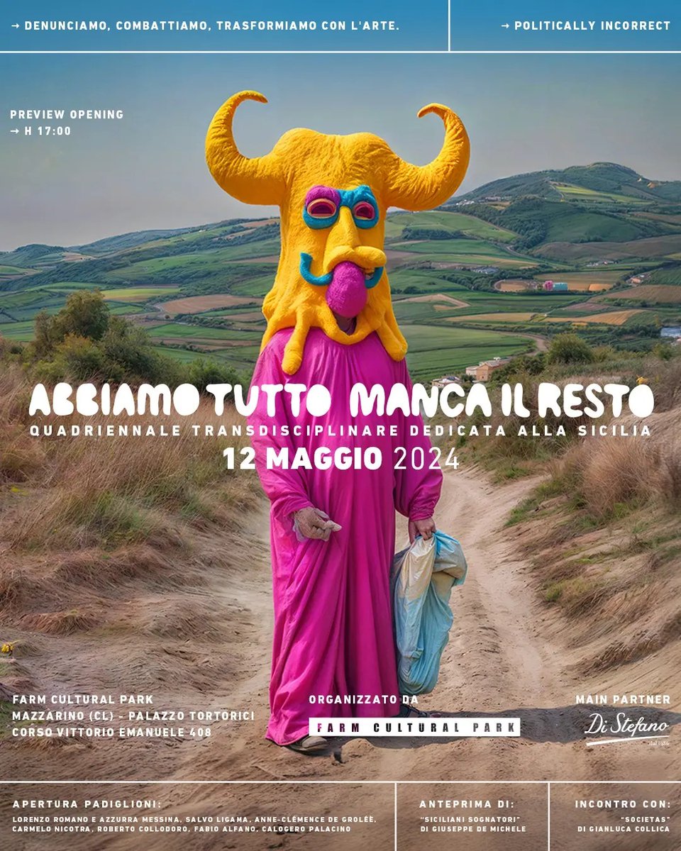 Abbiamo Tutto Manca il Resto Quadriennale transdisciplinare dedicata alla Sicilia prewiew opening 12 maggio a #Mazzarino dal 21 giugno #Favara #Agrigento #eventisicilia24 #visitsicilyinfo facebook.com/farmculturalpa…