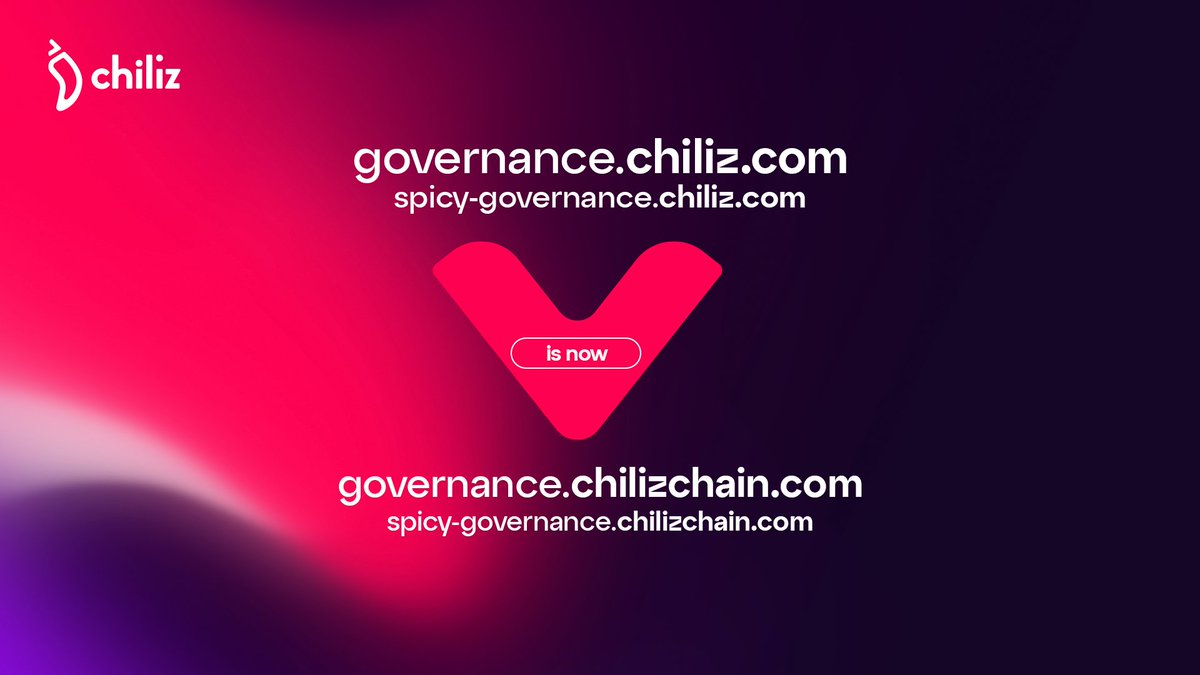 Minor Update | Chiliz Chain URLs 🔗 governance.chiliz.com is now governance.chilizchain.com #ChilizChain ⚡️ $CHZ