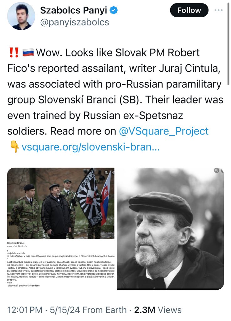 This guy has over 2M hits on a fake image saying the gunman that shot FICO was a pro-Russian agent.

Finding: Ukrainian disinformation campaign.