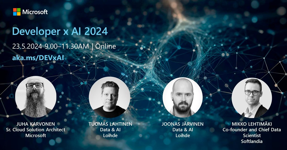 Developer x AI 2024 assembles leading software experts in Finland on May 23! Explore GitHub Copilot's universe, where coding is redefined through collaboration. Meet the speakers and sign up: @jouniheikniemi,Jonas Helin, @AdriaanKnapen, @saija_kristina. 👉msft.it/6014YkO8y