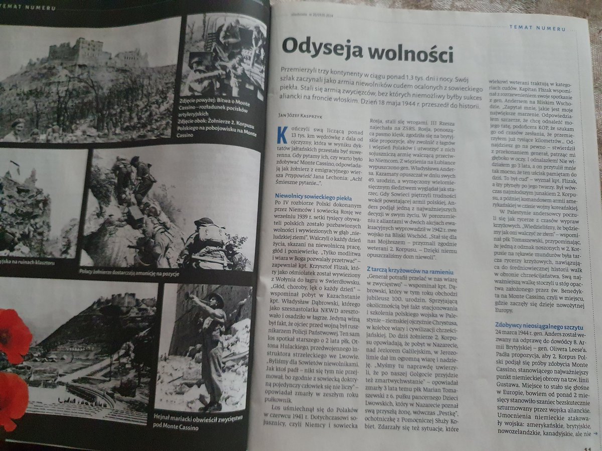W najnowszym Tygodniku  @niedziela_pl wywiad z córką Generała - @Anna_M_Anders, a także mój artykuł o polskim zwycięstwie w bitwie o #MonteCassino. Zapraszam do lektury!