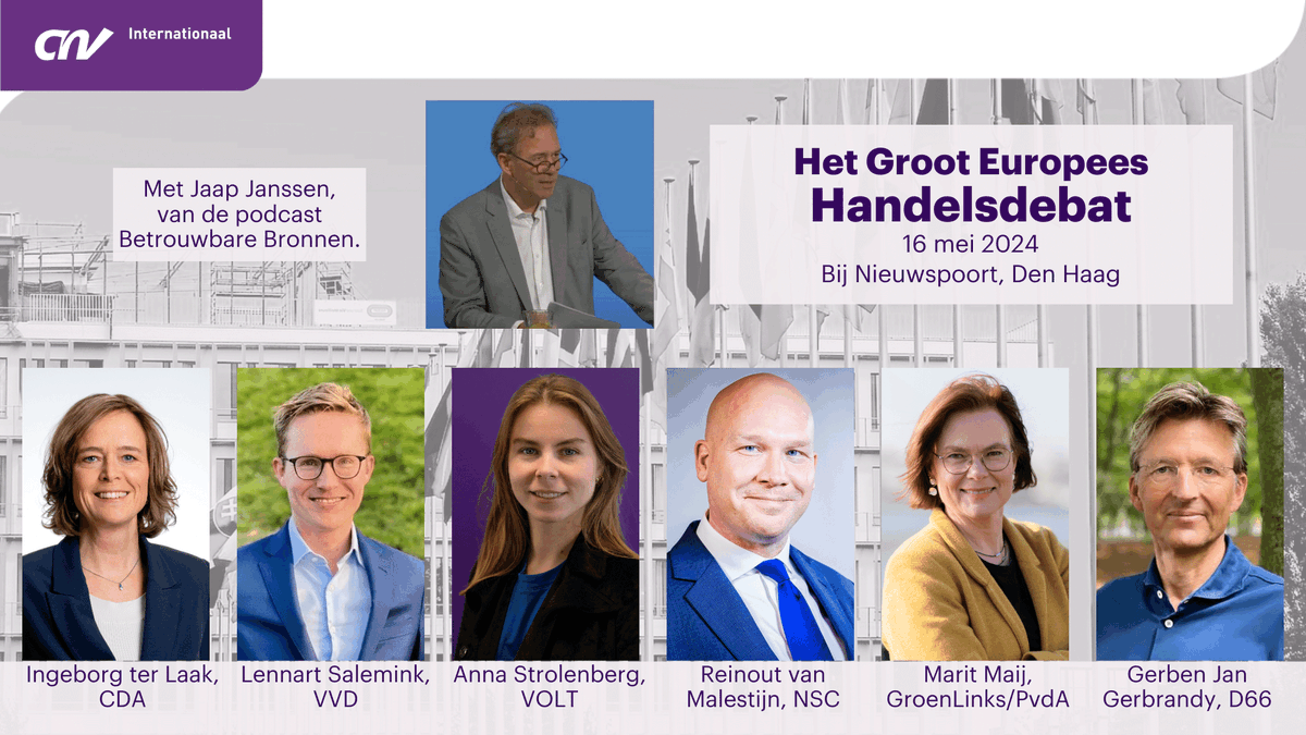 Vandaag is het zo ver: het Groot Europees Handelsdebat! @JaapJansen van Betrouwbare Bronnen gaat in gesprek met kandidaten voor de Europese Verkiezingen over actuele kwesties op het Europese politieke toneel. Vanaf zaterdag 18 mei kun je de podcast luisteren bij Betrouwbare