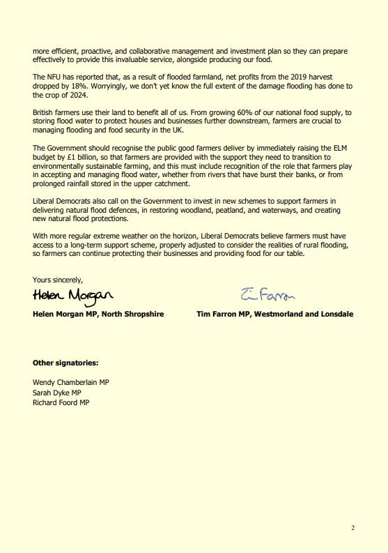 It's astounding that Shropshire was not included in the recently announced Farming Recovery Fund, given the huge issues we face with flooding and after such a wet winter. I have written to the Secretary of State for DEFRA alongside @TimFarron, asking them to put this right.