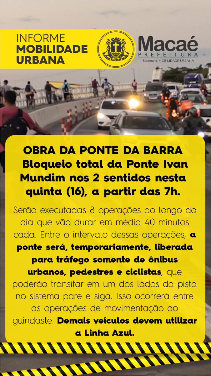 welberthmacae's tweet photo. Bloqueio total da Ponte da Barra.
Hoje terão mais 8 operações que levam em torno de 40 minutos cada. Ônibus, pedestres e ciclistas, poderão transitar no sistema pare e siga. https://t.co/Th0UOecFVD