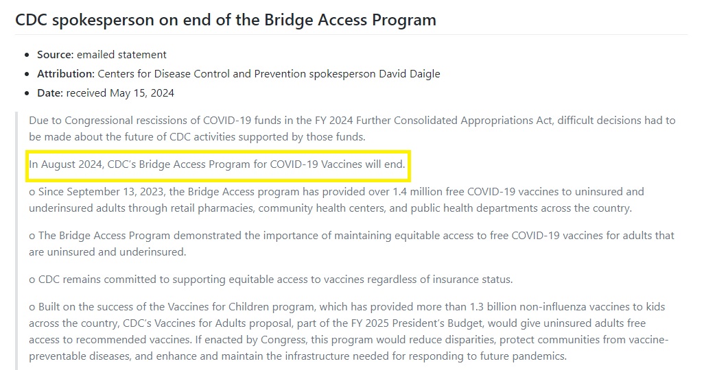 The Biden administration is cancelling the funding that enabled 1.4 million uninsured Americans to get a free covid vaccine. They say 'difficult decisions' had to be made. Amazing how easy these decisions are when it comes to the weapons industry and funding mass murder