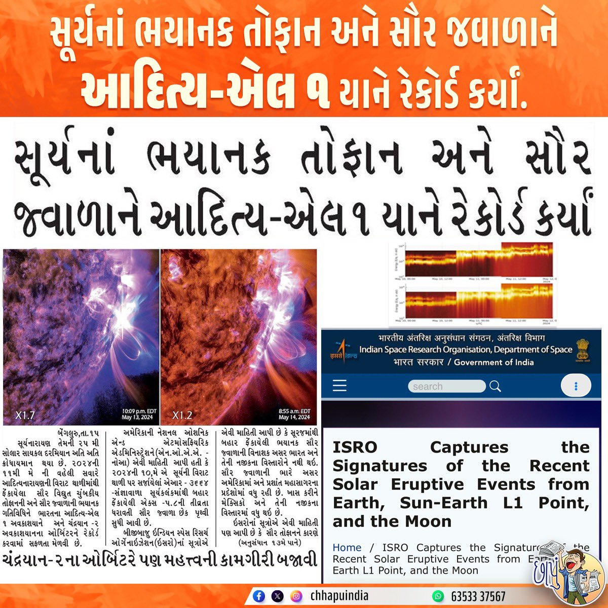 ChhapuIndia's tweet image. સૂર્યનાં ભયાનક તોફાન અને સૌર જવાળાને આદિત્ય-એલ૧ યાને રેકોર્ડ કર્યાં. 

#aadityal1 #isro #l1 #sun