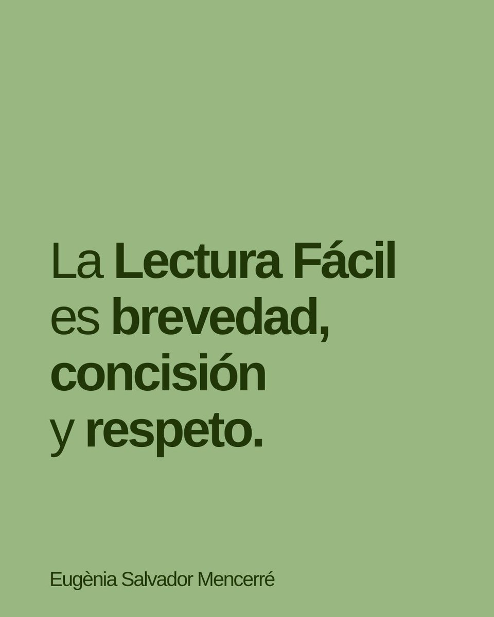 La Lectura Fácil es brevedad, concisión y respeto💚

Reflexión que compartió Eugènia Salvador, la codirectora de la Asociación @Lectfacil, durante el #10encuentroLF en #Santiago.

#lecturafacil #inclusión #accesibilidad #libroslecturafacil #brevedad #concisión #respeto