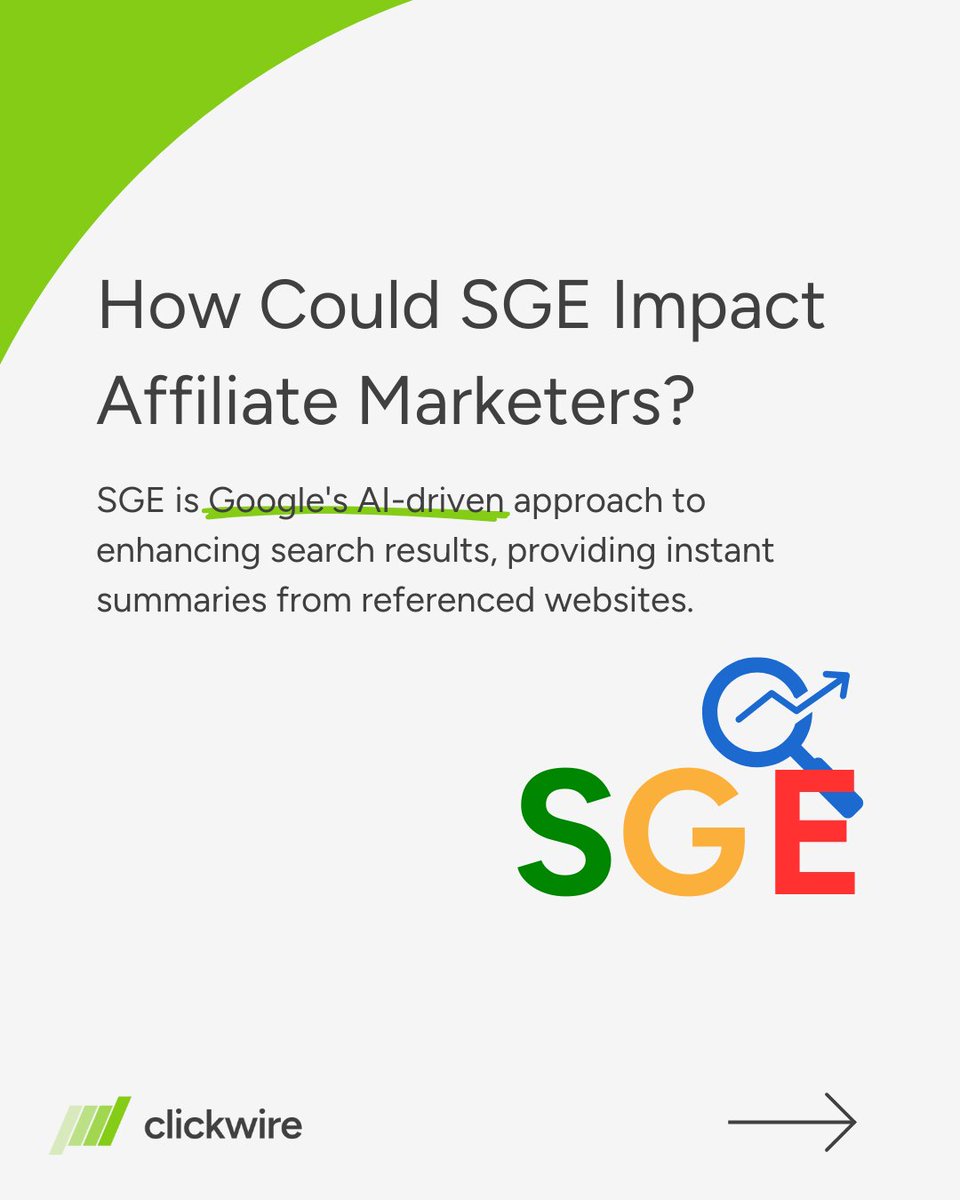 Clickwire_io's tweet photo. How Could #SGE Impact Affiliate Marketers? 📉🔎

🔺 #zeroclick searches will increase
🔺 #paidads will dominate
🔺 Thin content will be invisible
🔺 Follow-up function could impact #keywordresearch
🔺 Space on the #SERP will shrink
🔺 No SGE tracking

👉 https://t.co/IbjUWcDTB0 https://t.co/QymwZOLsuH