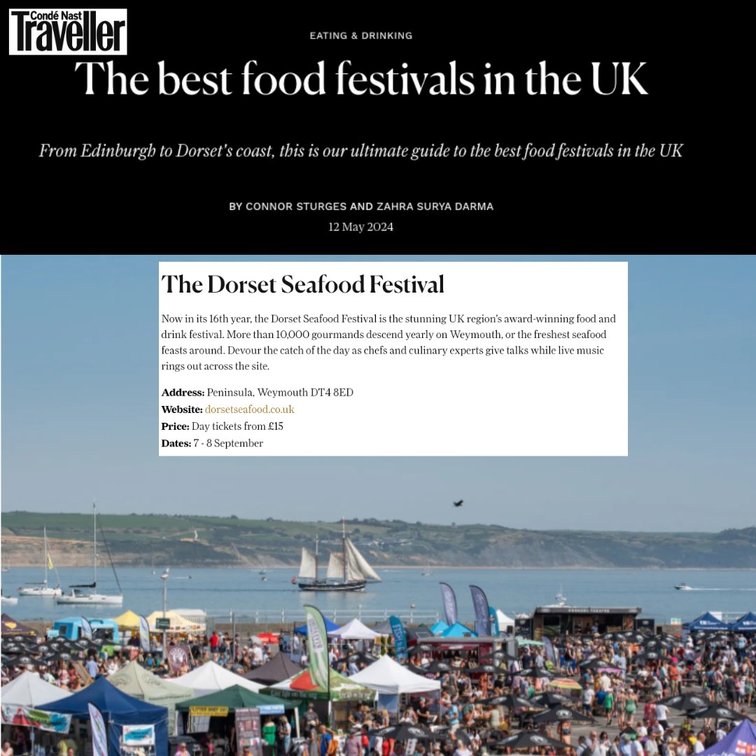 The Dorset Seafood Festival (@dorsetseafood) on Twitter photo If you needed any further reason to secure your ticket to one of
'The Best Food Festivals in the UK'
then here it is! As told by <a href="/cntraveller/">Condé Nast Traveller</a> 🫶
You can purchase tickets here:
dorsetseafood.co.uk/tickets-to-the…
Read the full list here:
cntraveller.com/gallery/best-f… If you needed any further reason to secure your ticket to one of
'The Best Food Festivals in the UK'
then here it is! As told by <a href="/cntraveller/">Condé Nast Traveller</a> 🫶
You can purchase tickets here:
dorsetseafood.co.uk/tickets-to-the…
Read the full list here:
cntraveller.com/gallery/best-f…