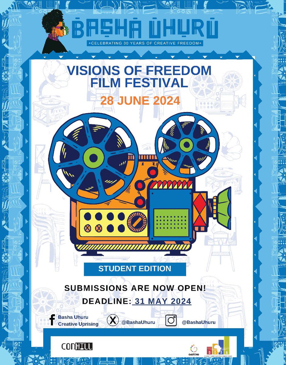 Submit your film for the “Visions of Freedom” Film Fest - Student Edition! Basha commemorates the youth of '76 through a celebration of creative expression & this year, the film leg of the fest is curated by the multitalented @MmabathoMontsho Submissions: forms.gle/6EcAKhhaqoJqFX…