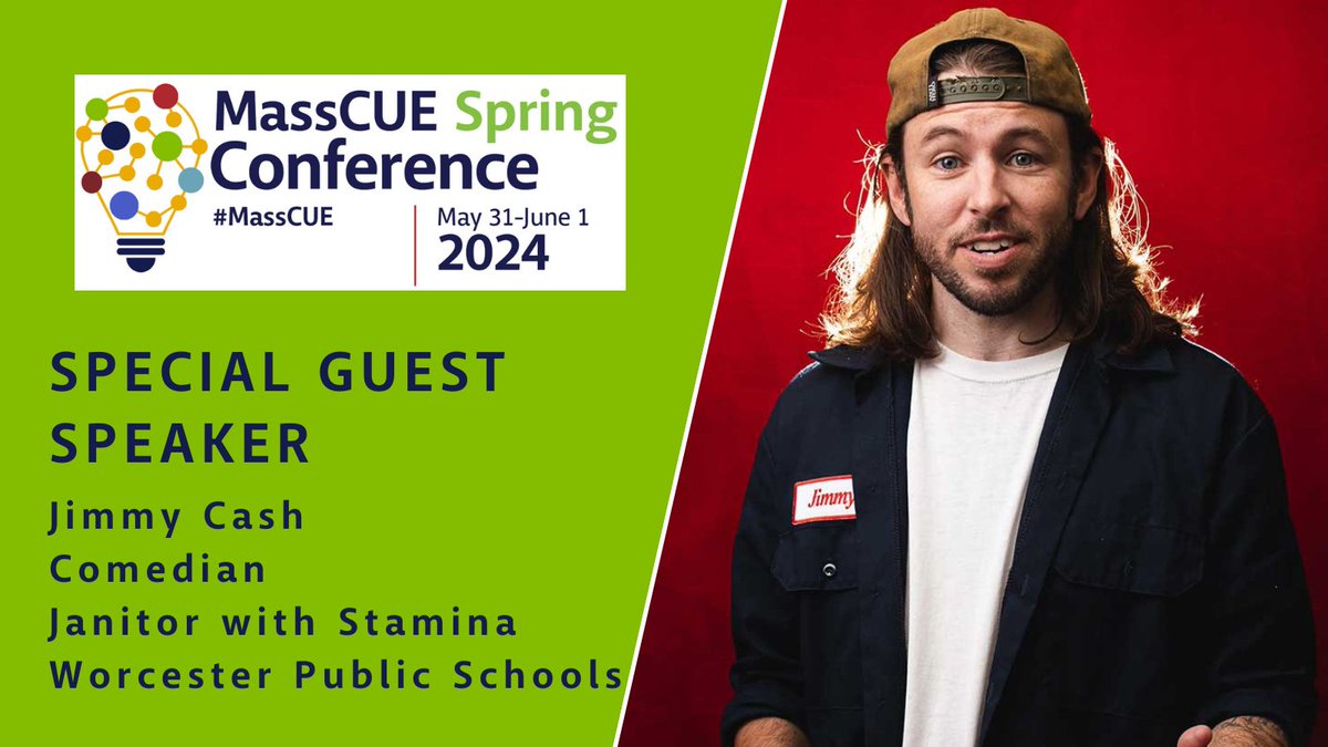 The #MassCUE Spring Conference will offer serious talk about how educators and leaders can level the playing field for students AND some comic relief from Special Guest Speaker Jimmy Cash. Learn more about the Janitor with Stamina, then register! bit.ly/4aKEoQt