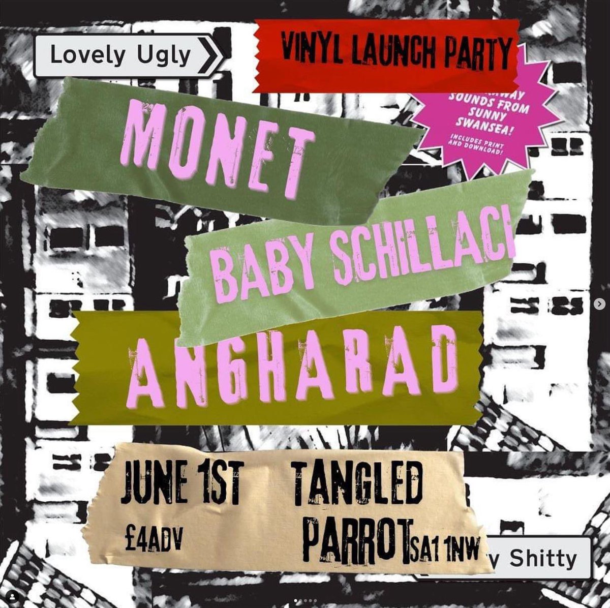 The next gig will be a duo performance along with @monetbanduk and Baby Schillaci for the @RichardREPEAT’s Lovely Ugly Swansea band compilation album launch. Tickets available: wegottickets.com/event/616655?f…