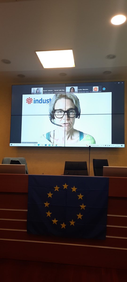 Now Maike Niggeman from @industriAll_EU is explaining how #psychosocialrisks belong to the category of #workingconditions, and are thus an issue to be through #socialdialogue and #collectivebargaining. Also, some insights on the current debate on the topic at the EU level.