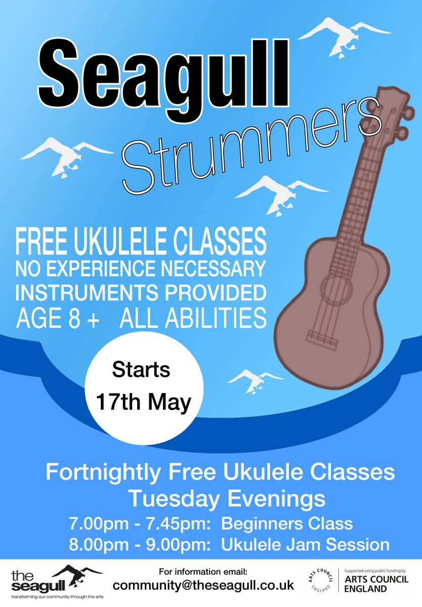 The Seagull Strummers meet every other Tuesday evening, with a beginners class from 7.00pm and a more experienced group from 8.00pm🎼

ALL welcome!

If interested, email - community@theseagull.co.uk