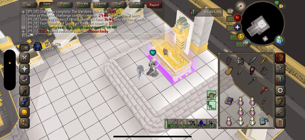BHXTsab's tweet image. Spooned at 18KC.  Pet will arrive someday #OSRS #OSRSMobile #TOA