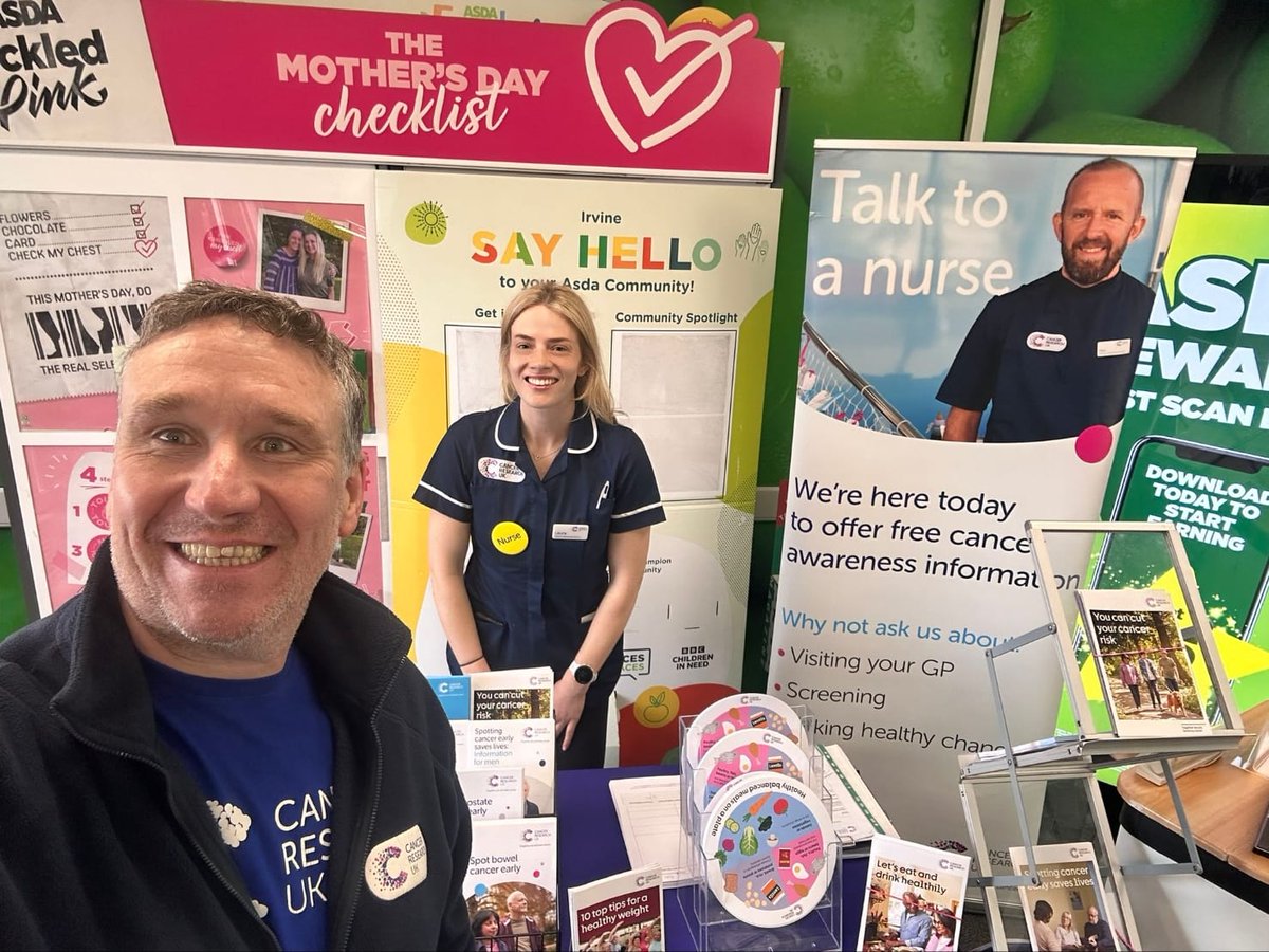 The sun is shining in Irvine today 😄☀️ It's #MentalHealthAwareness week, so why not take a walk down to ASDA and find out how being active can help keep your mind healthy and reduce your risk of cancer! 🚴‍♂️🚶🚶‍♀️⛹️ Don't forget your SPF! At least factor 30 😉 🧴 @NAHSCP