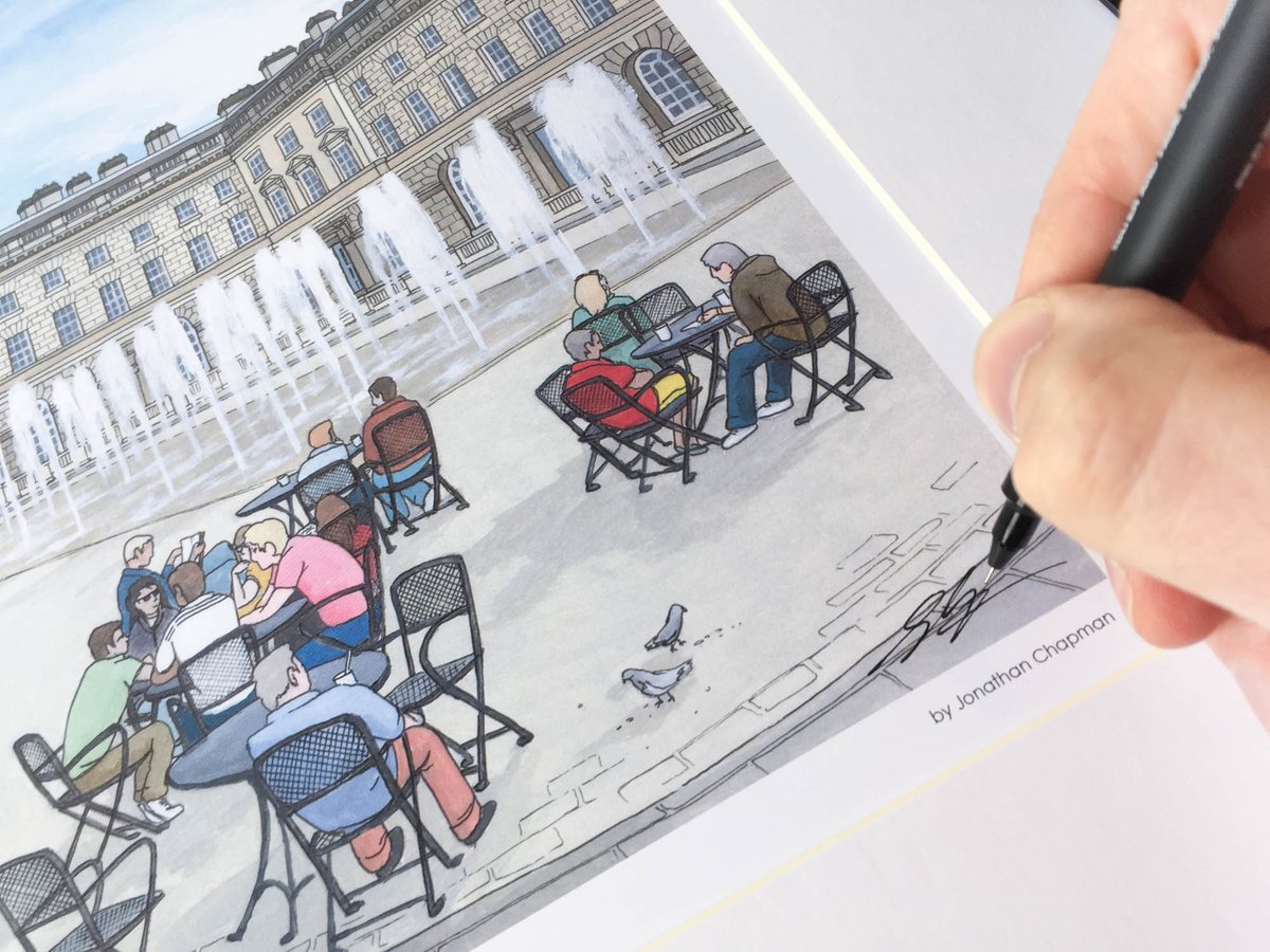 Sending out a Somerset House print today, on a journey around the World to it's new home. Destination 🖼️📦✈️➡️ Australia.

I created this illustration 5 years ago after a particularly sunny visit to London ☀️

Note to self... I don't use enough pigeons in my current work 😆