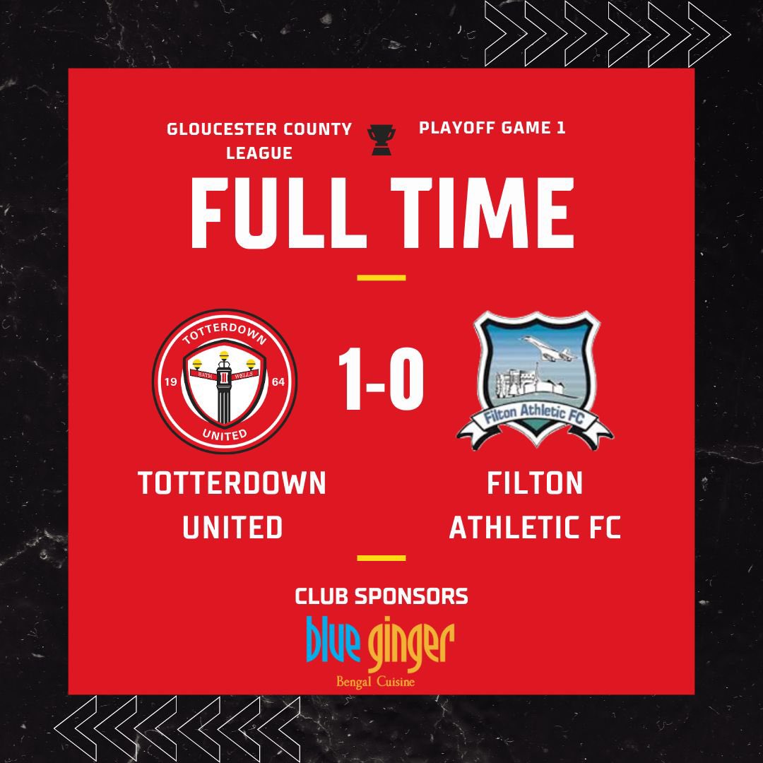 🔴⚫️ Totts Results 🔴⚫️ 1st Team WIN in our @GlosFA County League Play Off game Vs @FiltonAthletic. Good 1st half, then 2nd half got the goal & sat back. Last 15 minutes body only the line defending with some class saves. Goal - @g_saunz MOM - @thedogg21 & @Frazer_Clarke