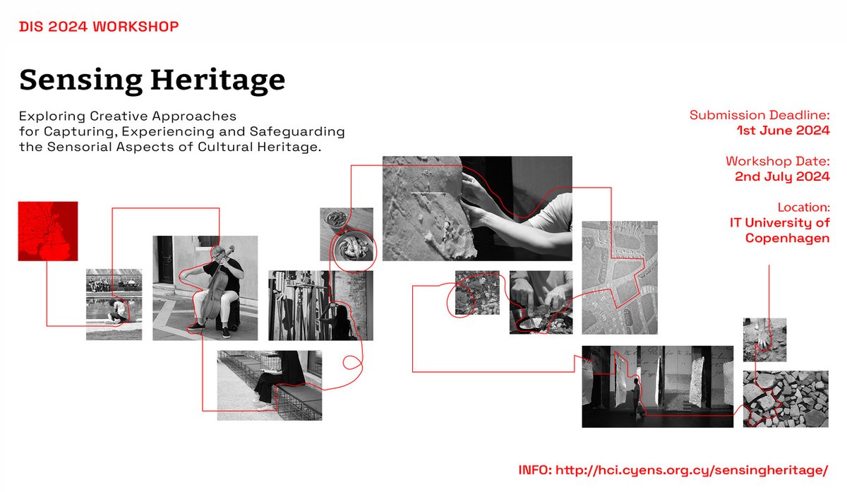 We will be hosting a workshop titled 'Sensing Heritage' at ACM DIS 2024  in Copenhagen this July!  We hope to explore the multifaceted sensory aspects of heritage, fostering exchange of ideas and creative approaches.
Find out more at : hci.cyens.org.cy/sensingheritag…
#chi2024 #dis2024