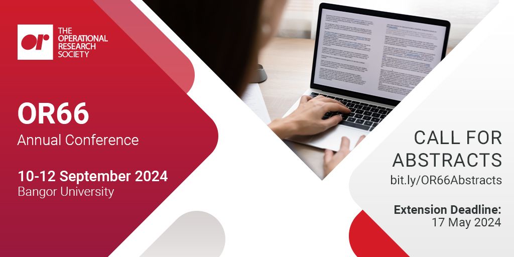 Deadline Extended! 

Submit your abstracts for OR66 by May 17th! 

Don’t miss the chance to share your insights at this key operations research event.

For details and submissions, visit: theorsociety.com/events/annual-…