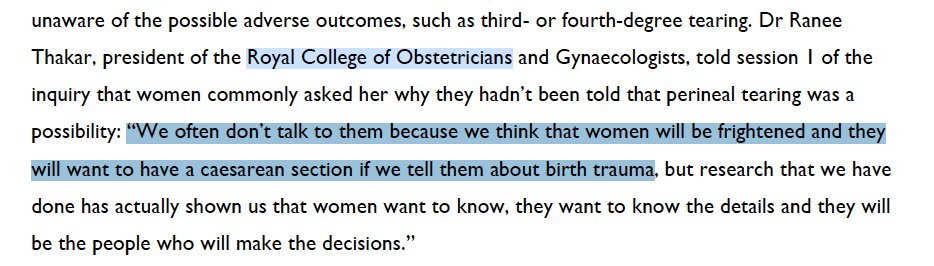 Am I the only one who spotted this in the #birthtraumainquiry report? The president of the Royal College of Obstetricians and Gynaecologists saying the quiet part out loud? 😱👇