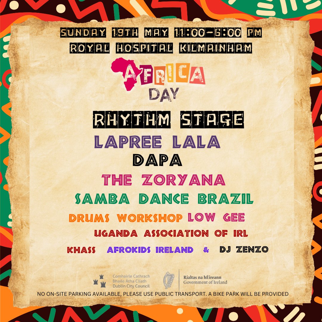 Get ready for an unforgettable experience at Africa Day Dublin 2024!

Here’s a lineup of exciting performances on our Main Stage and Rhythm Stage.

Are you excited to see them live?

See you there on 19thMay at the Royal Hospital Kilmainham

#AfricaDayDublin #AfricaDay2024